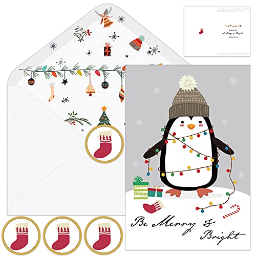 BGTCARDS Christmas Cards - 36 Happy Holiday Cards with Envelopes Cute Animals Holiday Greeting Cards Bulk Set Box Christmas Cards Assortment 4"x6" for Everyone on Your Christmas List