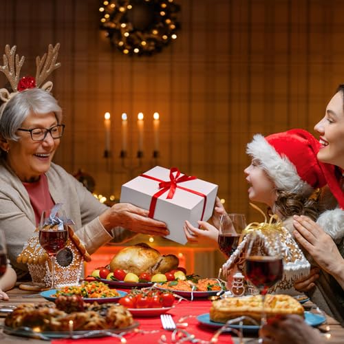 MESHA 8x8x4 Inches White Gift Boxes with Lids, Recyclable Paper Bridesmaid Proposal Box 10 Pack, Bulk Gift Box for Presents, Mother's Day, Birthday Party, Graduation, Holidays