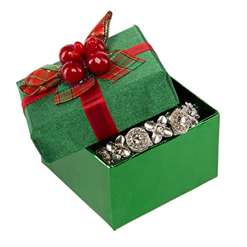 For-Keeps! (8 Pack Green Mini Gift Boxes with Lids, Pre Wrapped Gift Boxes with Bows, Christmas Party Favor Bulk Set