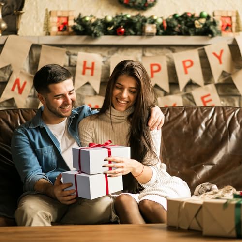 MESHA 8x8x4 Inches White Gift Boxes with Lids, Recyclable Paper Bridesmaid Proposal Box 10 Pack, Bulk Gift Box for Presents, Mother's Day, Birthday Party, Graduation, Holidays