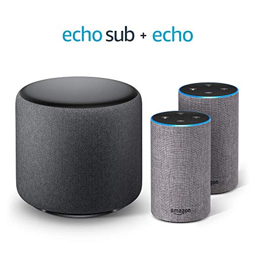 Echo Sub Bundle with 2 Echo (2nd Gen) Devices - Heather Gray Fabric