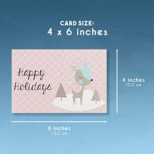 36-Pack Merry Christmas Greeting Cards Bulk Box Set - Winter Holiday Xmas Greeting Cards with Pastel Colored Designs, Envelopes Included, 4 x 6 Inches