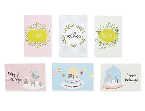 36-Pack Merry Christmas Greeting Cards Bulk Box Set - Winter Holiday Xmas Greeting Cards with Pastel Colored Designs, Envelopes Included, 4 x 6 Inches
