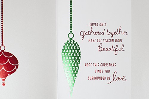 Hallmark Christmas Card (Red and Silver Ornaments)