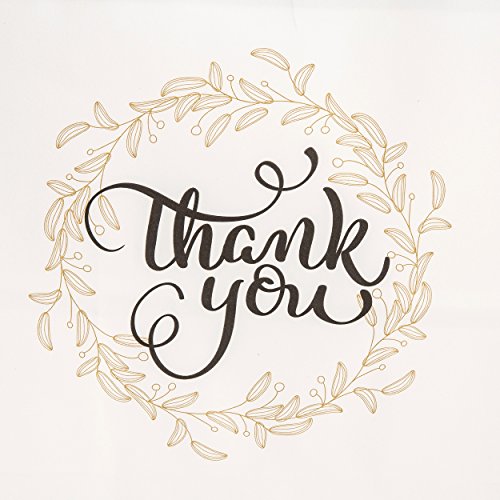 OSpecks 50 Pcs Count Wedding Gift Bags, Medium Size Bags 8 x 4.75 x 10 inch Thank You Paper Bags, Premium White Kraft Paper Bags with Handle for Weddings, Receptions, Business, Parties, Craft Fairs and Events