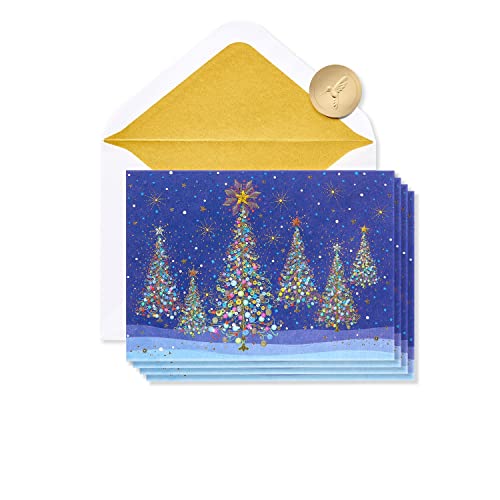 Papyrus Christmas Cards Boxed with Envelopes - Designed by House of Turnowsky, Magical Row of Holiday Christmas Trees (14-Count)