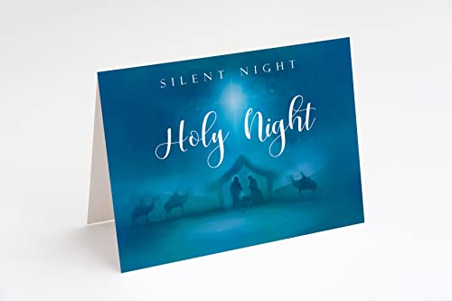JBH Creations Silent Night Religious Christmas Card with Scripture - Pack of 24