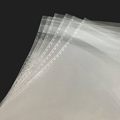 200ct Clear Cello Bags 11x14 Self Sealing - 1.4 mils Thick Knurling Edges Large Adhesive OPP Plastic Poly Bags for Decorative Christmas Wedding Gift Basket Supplies (11'' x 14'')