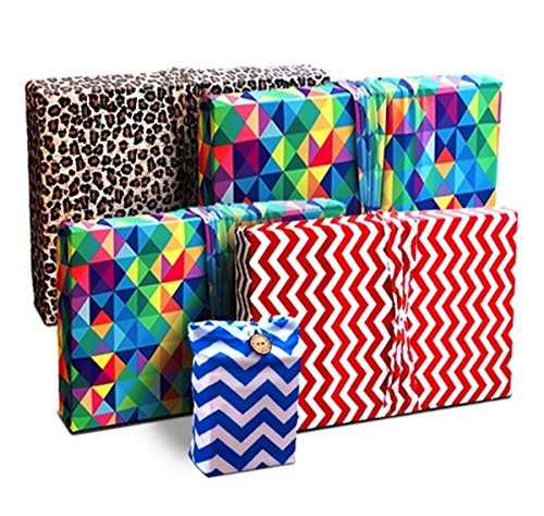 Wrapeez Gift Wrap – Quick & Easy Present Wrapping With Built-in Bows – Stretchable Reusable/Eco-Friendly Fabric Fits All Shapes & Sizes – Perfect for On-The-Go – No Scissors/Tape Needed (Celebration, 5 Pack)