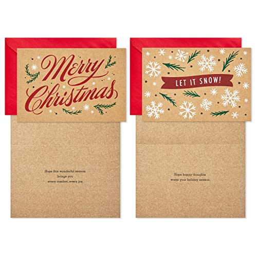 Hallmark Boxed Christmas Cards Assortment, Rustic Kraft (6 Designs, 36 Cards with Envelopes) (5XPX2308)