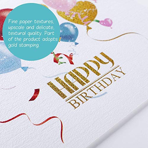 Unomor Happy Birthday Cards with Gold Embellishments Design and 26 Envelopes 24 Birthday Greeting Cards Assorted - 18 Birthday Wishes Printed
