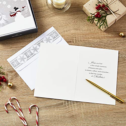 Hallmark Boxed Christmas Cards, Snowman and Cardinal (16 Cards and 17 Envelopes), (1XPX5437)