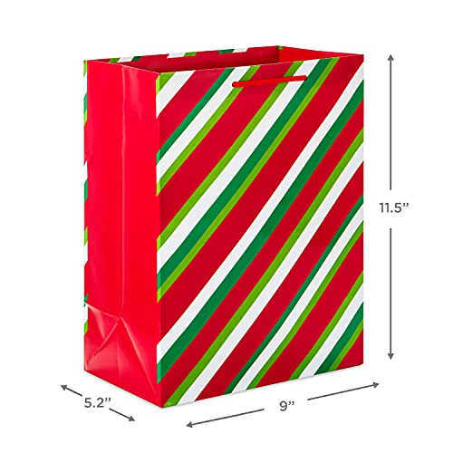 Image Arts 11" Large Holiday Gift Bag Bundle (Pack of 6; Snowman, Ornaments, Stripes)