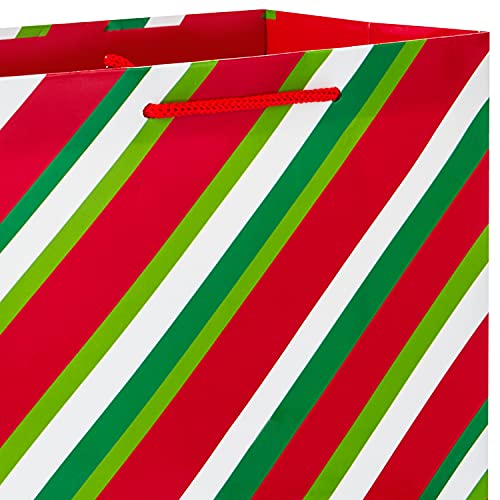 Image Arts 11" Large Holiday Gift Bag Bundle (Pack of 6; Snowman, Ornaments, Stripes)