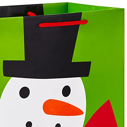 Image Arts 11" Large Holiday Gift Bag Bundle (Pack of 6; Snowman, Ornaments, Stripes)