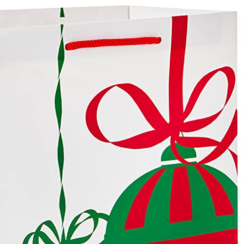 Image Arts 11" Large Holiday Gift Bag Bundle (Pack of 6; Snowman, Ornaments, Stripes)