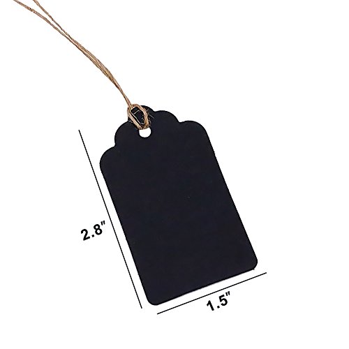 125pcs Black Paper Gift Tags with Free 200 Root Natural Jute Twine