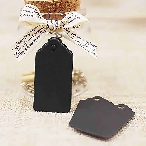 125pcs Black Paper Gift Tags with Free 200 Root Natural Jute Twine