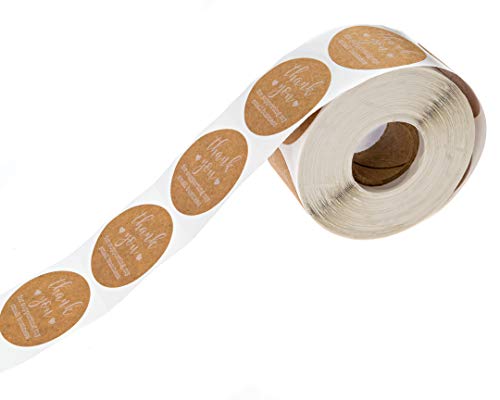 1.5" Round Brown Kraft Thank You for Supporting My Small Business Stickers / 500 Thanks Stickers/White Ink Small Business Thank You Labels/Made in The USA