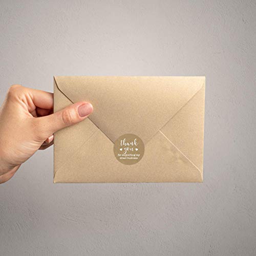 1.5" Round Brown Kraft Thank You for Supporting My Small Business Stickers / 500 Thanks Stickers/White Ink Small Business Thank You Labels/Made in The USA