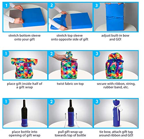 Wrapeez Gift Wrap – Quick & Easy Present Wrapping With Built-in Bows – Stretchable Reusable/Eco-Friendly Fabric Fits All Shapes & Sizes – Perfect for On-The-Go – No Scissors/Tape Needed (Red Dots, 5 Pack)