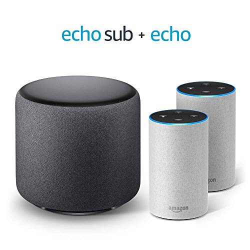 Echo Sub Bundle with 2 Echo (2nd Gen) Devices - Sandstone Fabric