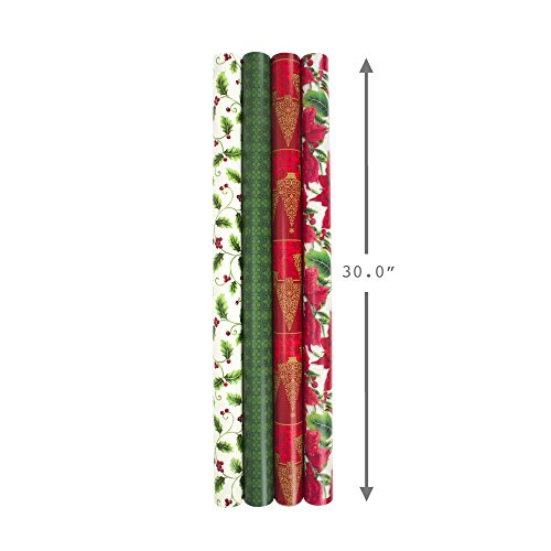 Image Arts Christmas Wrapping Paper Bundle with Cut Lines on Reverse, Traditional (Pack of 4, 180 sq. ft. ttl.)