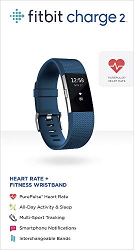 Fitbit Charge 2 Heart Rate + Fitness Wristband, Blue, Large (US Version), 1 Count