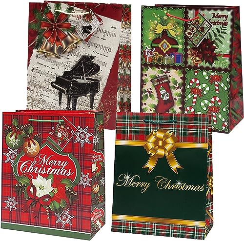 Gift Boutique 12 Christmas Large Gift Bags Bulk Holiday Assortment with Handles and Tags for Wrapping Gifts for Women and Kids