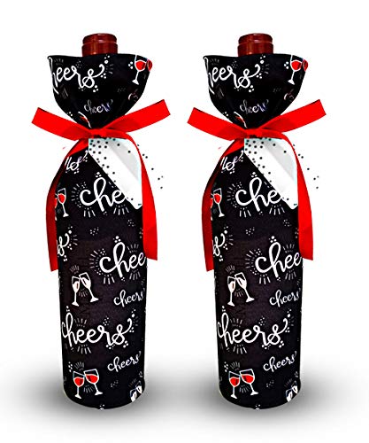 DELUXE Wine & Spirits Gift Bags -"CHEERS" - Great For All Occasions and Includes Decorative Ribbons and Gift Tags (SET OF 2)