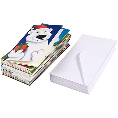 Best Paper Greetings Christmas Money and Gift Card Holders with Envelopes, Xmas Designs (3.6 x 7.25 In, 36 Pack)