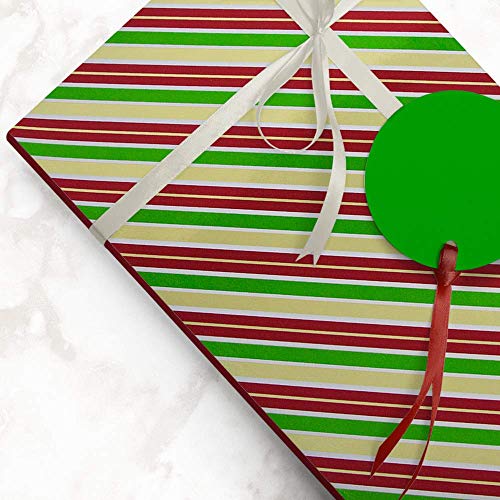 JAM PAPER Gift Wrap - Christmas Foil Wrapping Paper - 25 Sq Ft - Gold, Red & Green Stripes - Roll Sold Individually