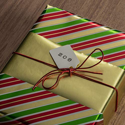 JAM PAPER Gift Wrap - Christmas Foil Wrapping Paper - 25 Sq Ft - Gold, Red & Green Stripes - Roll Sold Individually
