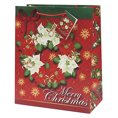 Medium Christmas Bags 12 Pack Christmas Holiday Bags Paper Party Favor Goodies Gift Bags with Assorted Prints for Christmas Favors Bag