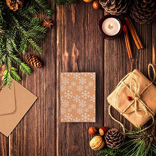 36 Pack Kraft Christmas Greeting Cards with Envelopes, 6 Winter Holiday Designs (4x6 In)
