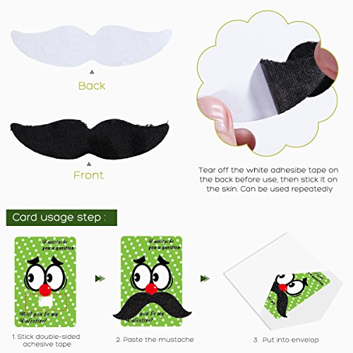 Unomor Valentine Card Pack Including 28 Valentines Day Cards,28 Funny Mustaches and 28 Envelopes