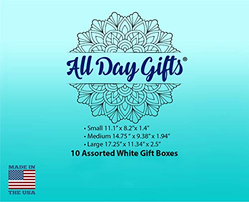 All Day Gifts 10 Pack White Gift Wrap Boxes with Lids - Assorted Multi-pack