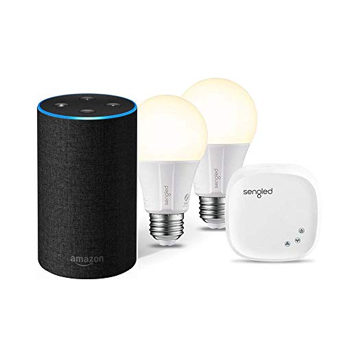 Echo (2nd Generation) - Charcoal Fabric with 2 Smart Bulb Kit by Sengled
