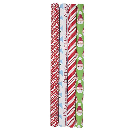 Image Arts Christmas Wrapping Paper Bundle with Cut Lines on Reverse, Santa (Pack of 4, 180 sq. ft. ttl.)