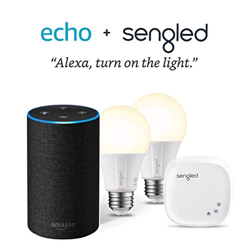 Echo (2nd Generation) - Charcoal Fabric with 2 Smart Bulb Kit by Sengled