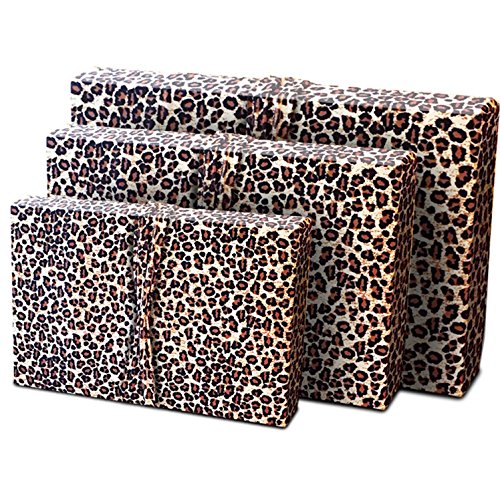 Wrapeez Gift Wrap – Quick & Easy Present Wrapping With Built-in Bows – Stretchable Reusable/Eco-Friendly Fabric Fits All Shapes & Sizes – Perfect for On-The-Go – No Scissors/Tape Needed (Leopard, 4 Pack)