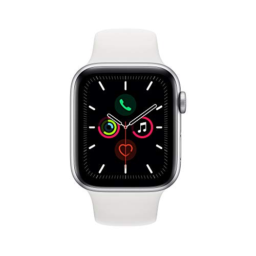 Apple Watch Series 5 (GPS, 44mm) - Silver Aluminum Case with White Sport Band