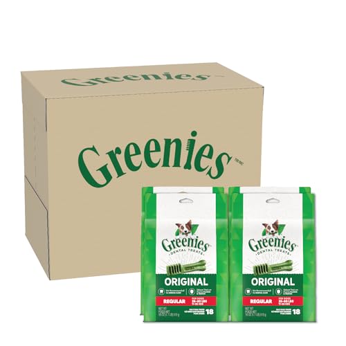 GREENIES Original Regular Natural Dog Dental Care Chews Oral Health Dog Treats, 72 oz. Pack (72 Treats)