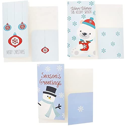 Christmas Greeting Cards with Money Envelopes for Cash (3.5 x 7.25 In, 36 Pack)