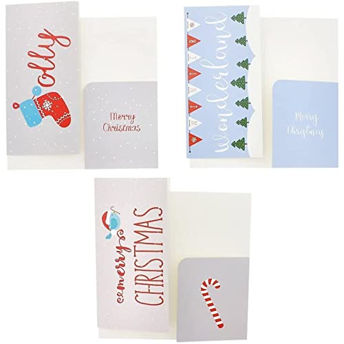 Christmas Greeting Cards with Money Envelopes for Cash (3.5 x 7.25 In, 36 Pack)