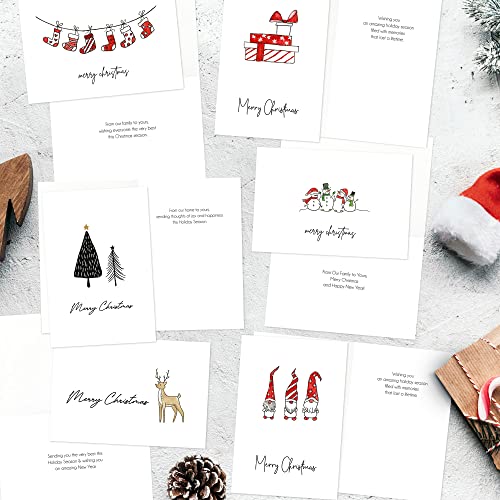ZICOTO Beautiful Modern Christmas Cards Set of 20 - Incl. Bulk Envelopes, Matching Stickers And Storage Box - Perfect to Send Warm Holiday Wishes to Friends and Family