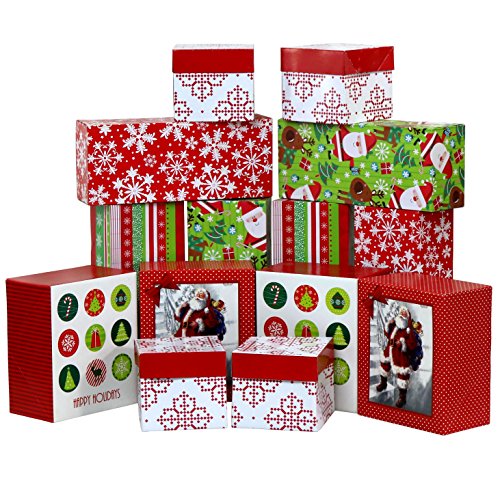 Iconikal Christmas - Holiday Gift Boxes Assortment - 3 Sizes - 14 Pack
