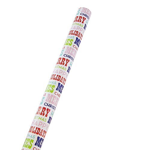 JAM PAPER Gift Wrap - Christmas Wrapping Paper - 25 Sq Ft - Colorful Merry Christmas - Roll Sold Individually