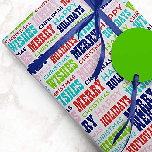 JAM PAPER Gift Wrap - Christmas Wrapping Paper - 25 Sq Ft - Colorful Merry Christmas - Roll Sold Individually