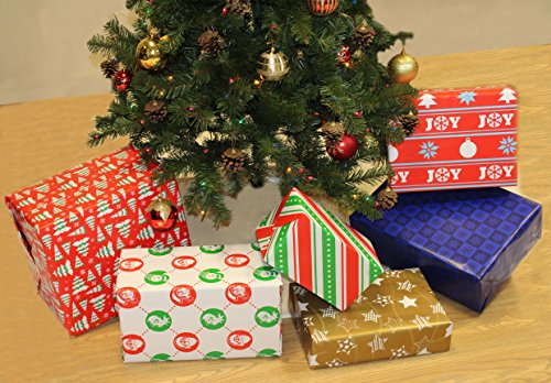 JOYIN 6 Rolls Gift Wrapping Paper (30" X 156") for Holiday Xmas Gift Wrap, Gift Wrapping Decoration, School Classrooms, Party Favors